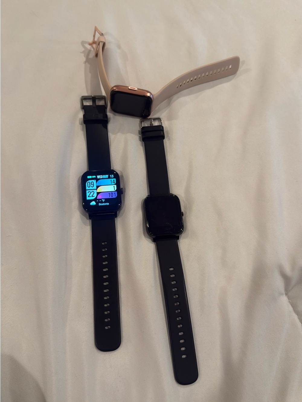 Smart Fitness Watch with Black and Rose Gold Bands